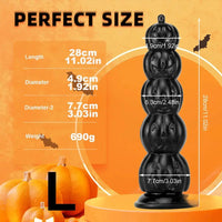 8.668in 11.86in 7.87in 11.02in Pumpkin Skull Odd Head Big Black Dildo