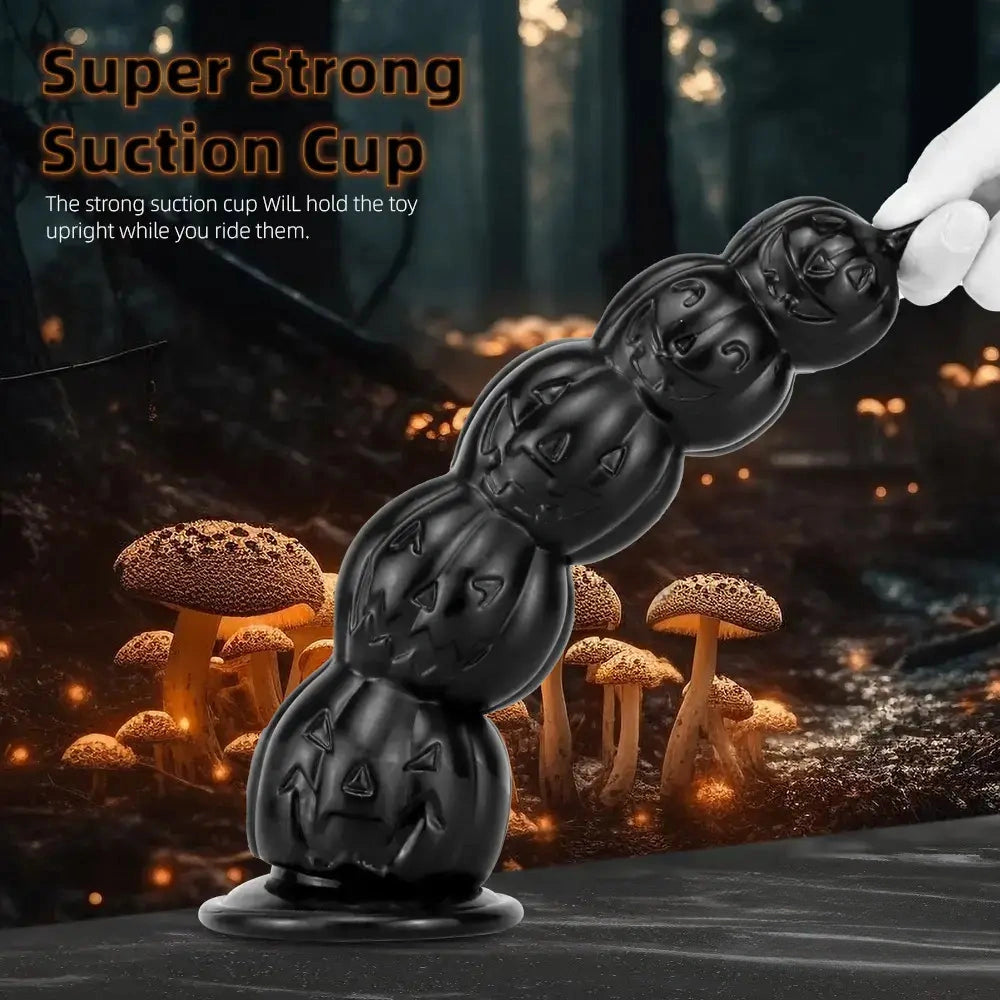 8.668in 11.86in 7.87in 11.02in Pumpkin Skull Odd Head Big Black Dildo