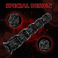8.668in 11.86in 7.87in 11.02in Pumpkin Skull Odd Head Big Black Dildo