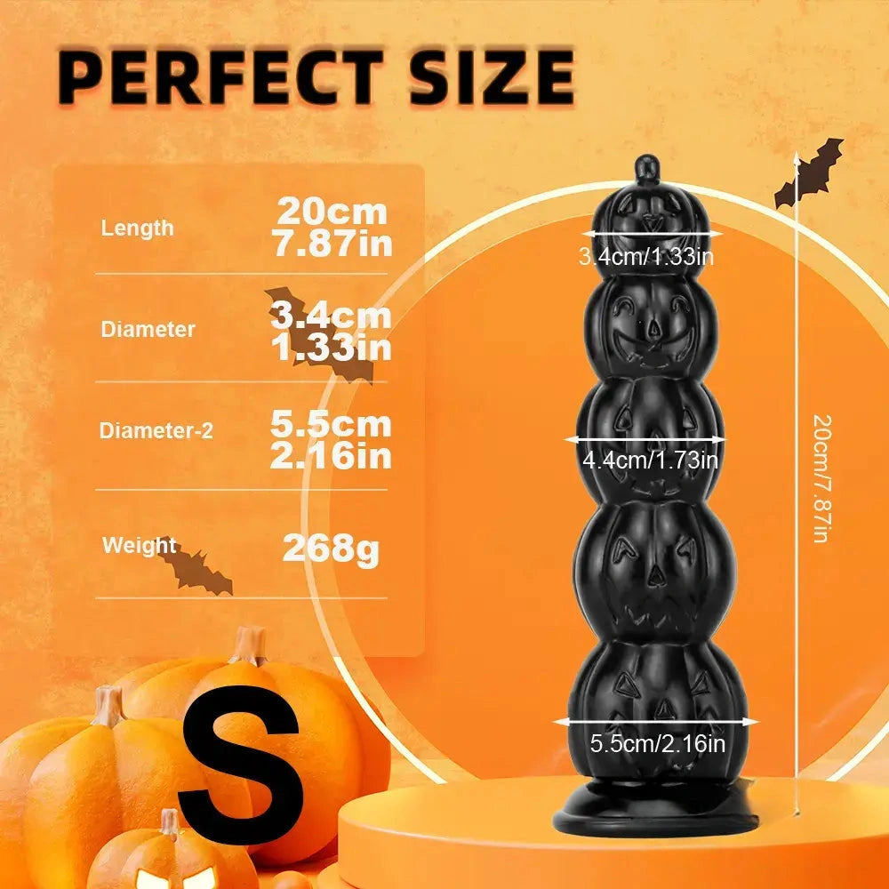 8.668in 11.86in 7.87in 11.02in Pumpkin Skull Odd Head Big Black Dildo