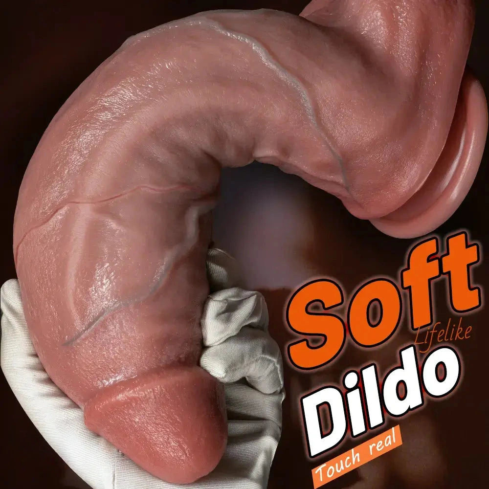 8.66in 10.03in Dual Layer Silicone Soft Strap on Dildo Masturbation Device