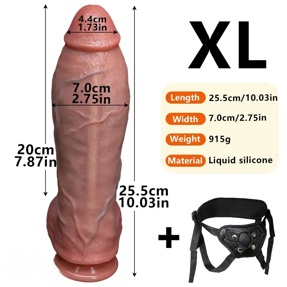 8.66in 10.03in Dual Layer Silicone Soft Strap on Dildo Masturbation Device