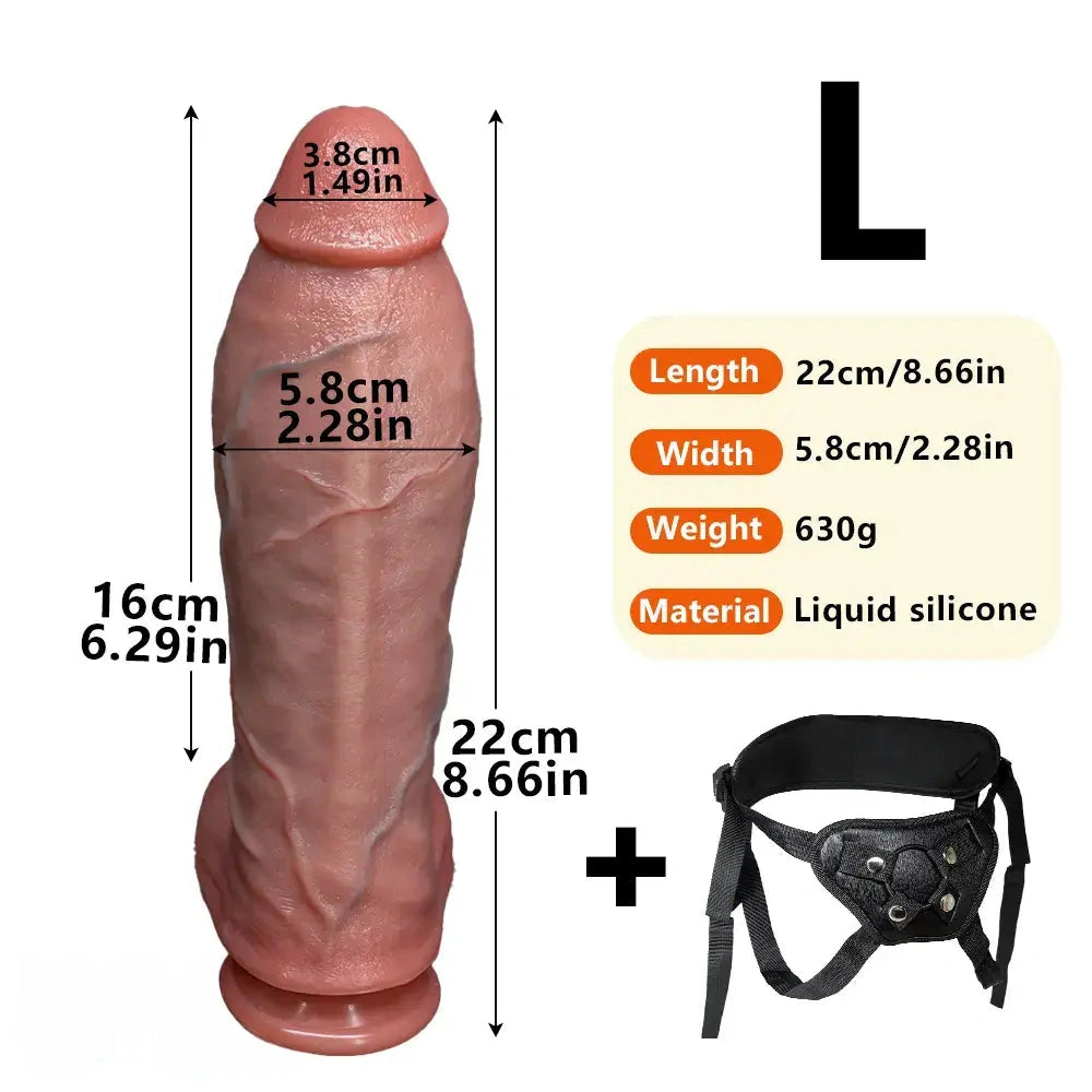 8.66in 10.03in Dual Layer Silicone Soft Strap on Dildo Masturbation Device