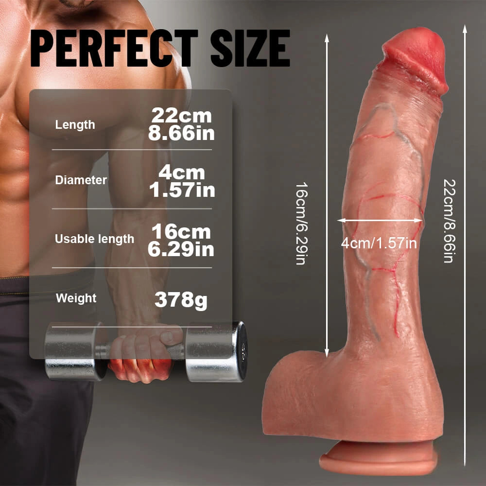 8.66in 10.43in Soft Skin Feeling Huge Penis Dildo With Veins