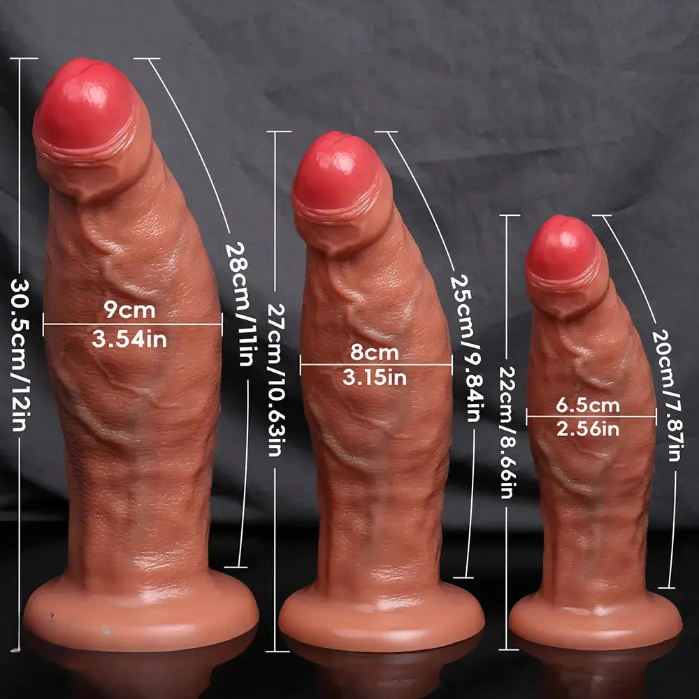 8.66in 10.63in 12in Big Silicone Uncut Real Dildo For Hands-Free Games