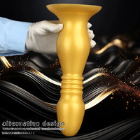 8.66in 12.2in Large Head Anal Dilation Golden Silicone Soft Anal Plug Dildo