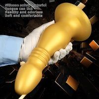 8.66in 12.2in Large Head Anal Dilation Golden Silicone Soft Anal Plug Dildo
