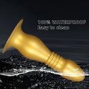 8.66in 12.2in Large Head Anal Dilation Golden Silicone Soft Anal Plug Dildo