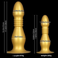 8.66in 12.2in Large Head Anal Dilation Golden Silicone Soft Anal Plug Dildo