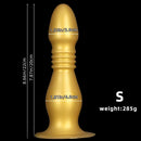 8.66in 12.2in Large Head Anal Dilation Golden Silicone Soft Anal Plug Dildo
