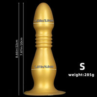 8.66in 12.2in Large Head Anal Dilation Golden Silicone Soft Anal Plug Dildo