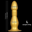 8.66in 12.2in Large Head Anal Dilation Golden Silicone Soft Anal Plug Dildo