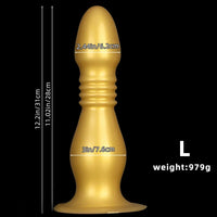 8.66in 12.2in Large Head Anal Dilation Golden Silicone Soft Anal Plug Dildo