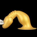 8.66in 12.2in Large Head Anal Dilation Golden Silicone Soft Anal Plug Dildo