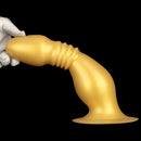 8.66in 12.2in Large Head Anal Dilation Golden Silicone Soft Anal Plug Dildo