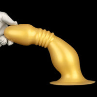8.66in 12.2in Large Head Anal Dilation Golden Silicone Soft Anal Plug Dildo