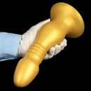 8.66in 12.2in Large Head Anal Dilation Golden Silicone Soft Anal Plug Dildo