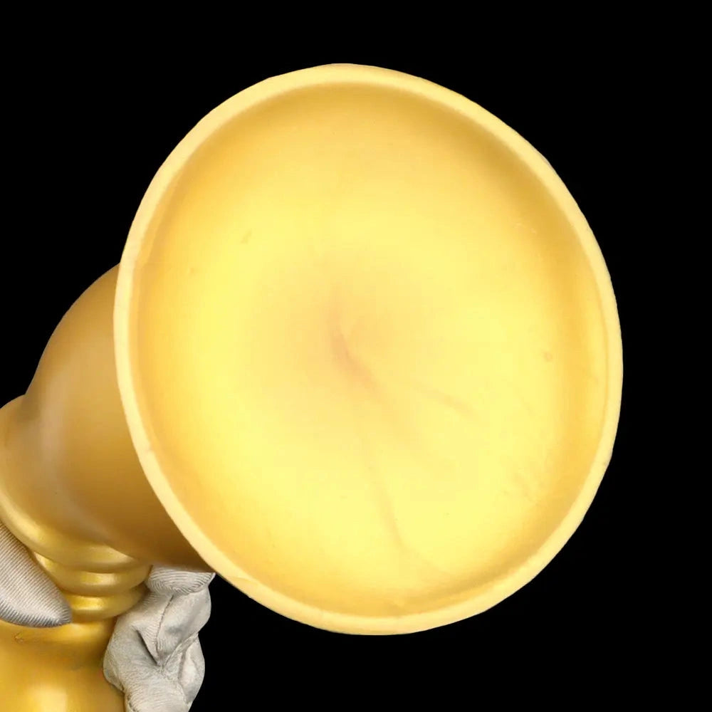 8.66in 12.2in Large Head Anal Dilation Golden Silicone Soft Anal Plug Dildo
