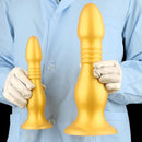 8.66in 12.2in Large Head Anal Dilation Golden Silicone Soft Anal Plug Dildo