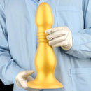 8.66in 12.2in Large Head Anal Dilation Golden Silicone Soft Anal Plug Dildo