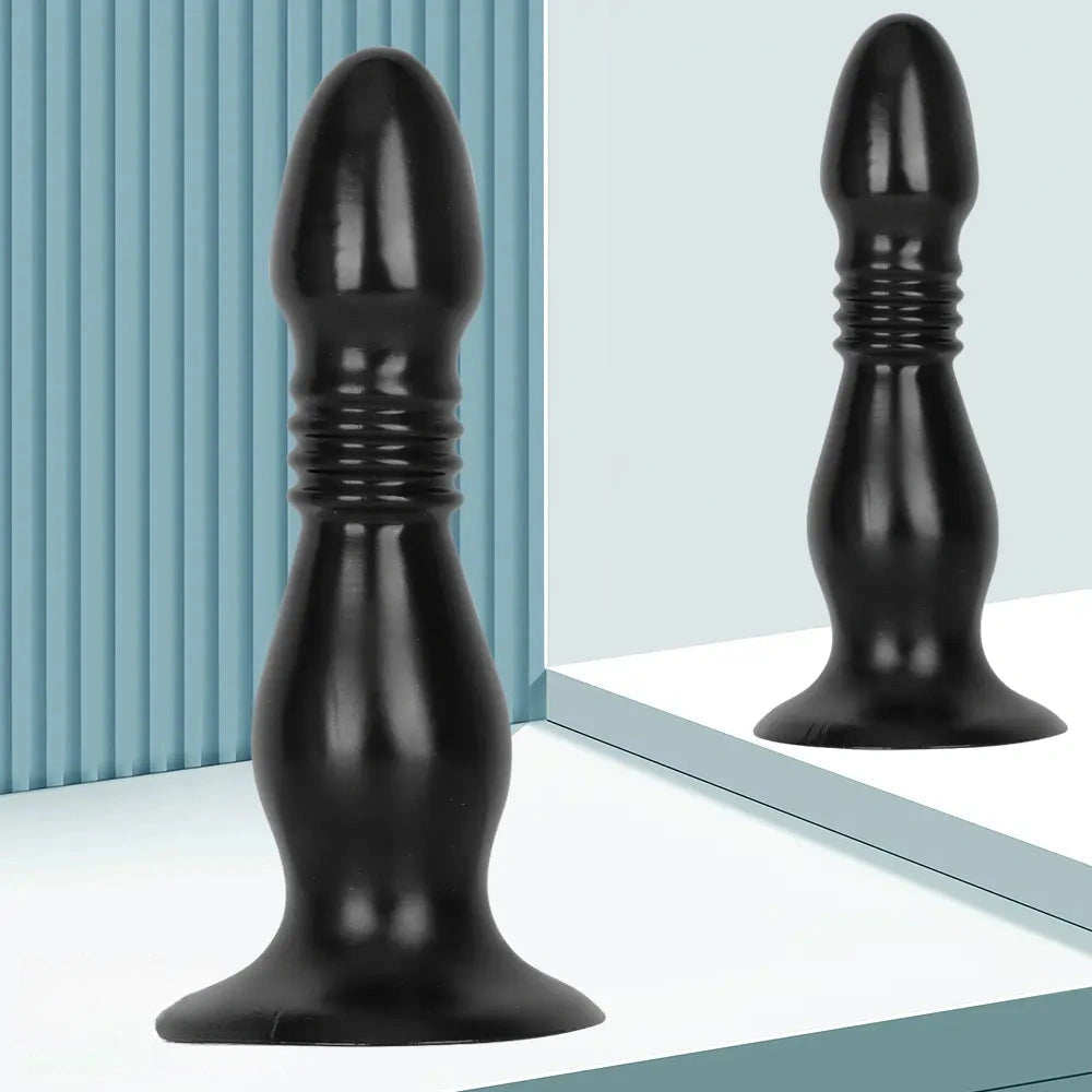 8.66in 12.2in Super Big Head Anal Dilation Black Big PVC Anal Plug Dildo