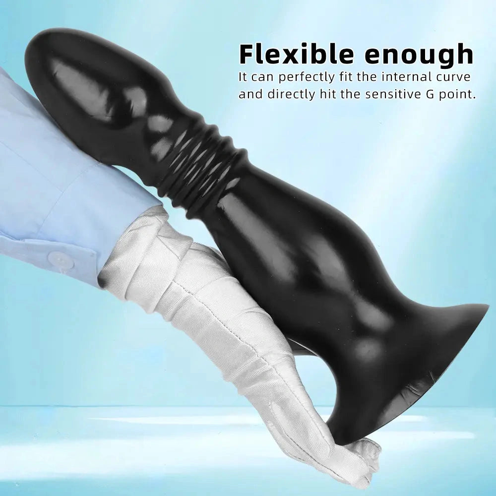 8.66in 12.2in Super Big Head Anal Dilation Black Big PVC Anal Plug Dildo