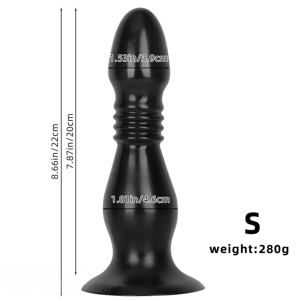 8.66in 12.2in Super Big Head Anal Dilation Black Big PVC Anal Plug Dildo