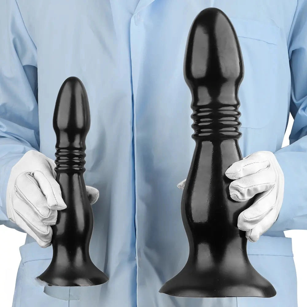 8.66in 12.2in Super Big Head Anal Dilation Black Big PVC Anal Plug Dildo