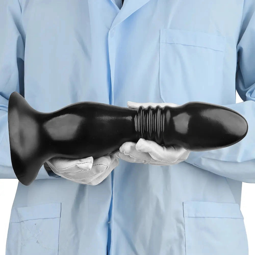 8.66in 12.2in Super Big Head Anal Dilation Black Big PVC Anal Plug Dildo