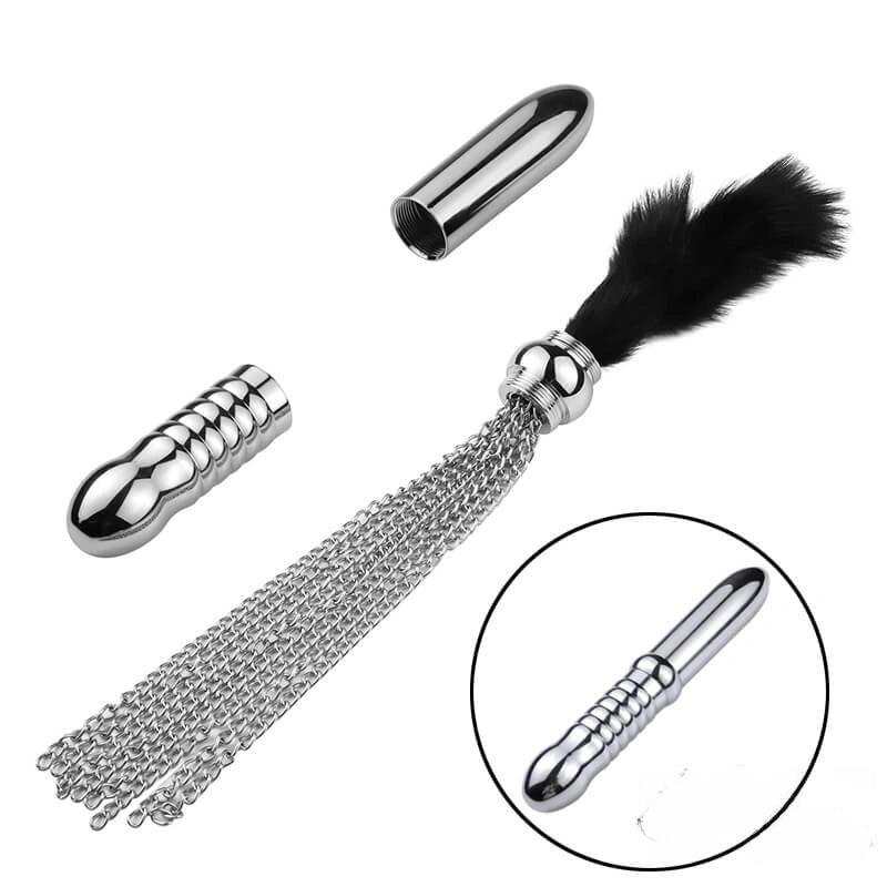 8.66in 3in1 Metal Dildo With Whip Pad For Anus BDSM Sex Toy