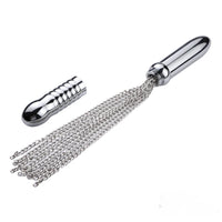 8.66in 3in1 Metal Dildo With Whip Pad For Anus BDSM Sex Toy