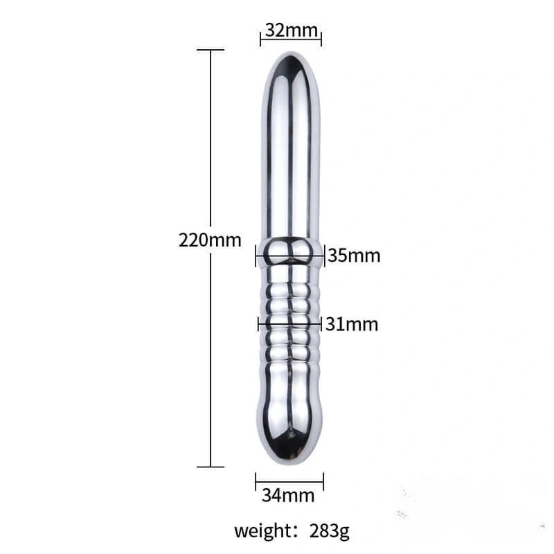 8.66in 3in1 Metal Dildo With Whip Pad For Anus BDSM Sex Toy