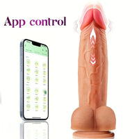 8.66in 4in1 Rotation Friction Heating Vibrating Thrusting Soft Silicone Dildo