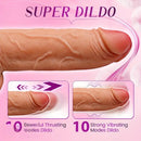 8.66in 4in1 Rotation Friction Heating Vibrating Thrusting Soft Silicone Dildo