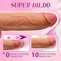 8.66in 4in1 Rotation Friction Heating Vibrating Thrusting Soft Silicone Dildo