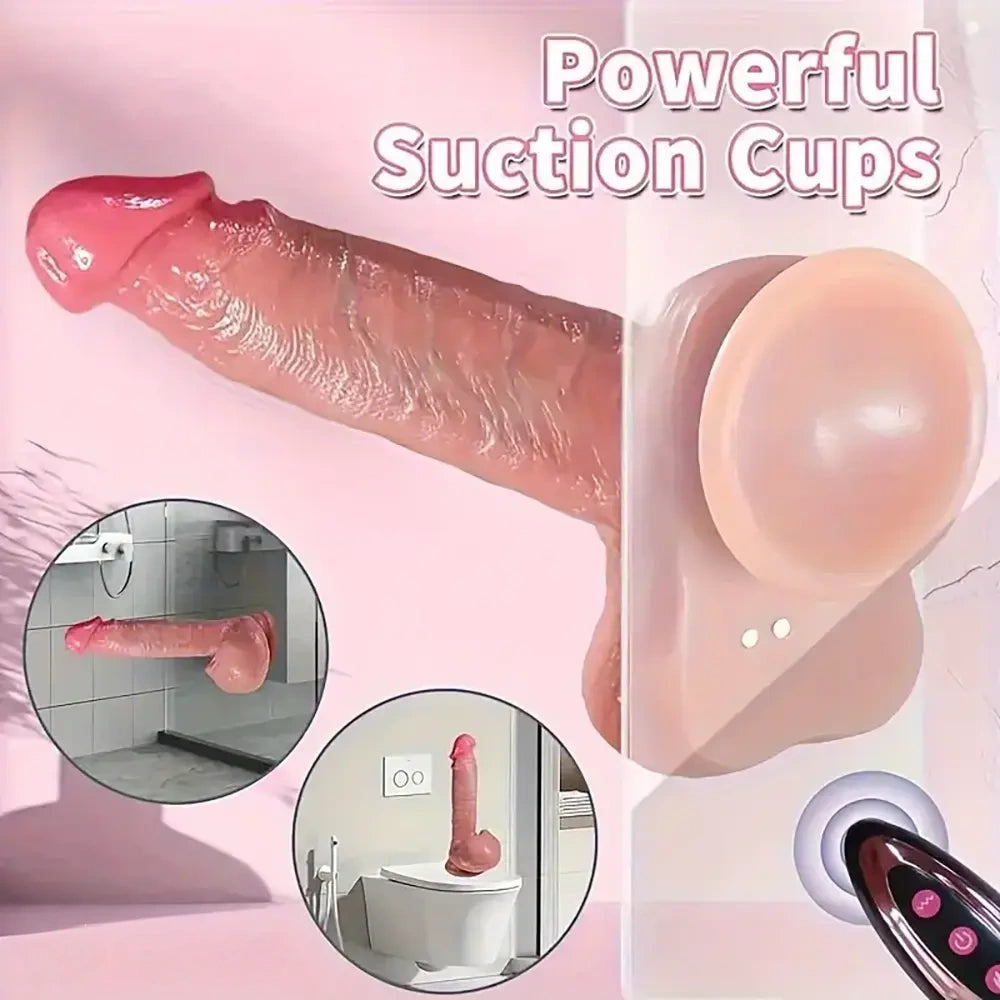 8.66in 4in1 Thrusting Rotation Heating Vibrating Silicone Automatic Dildo
