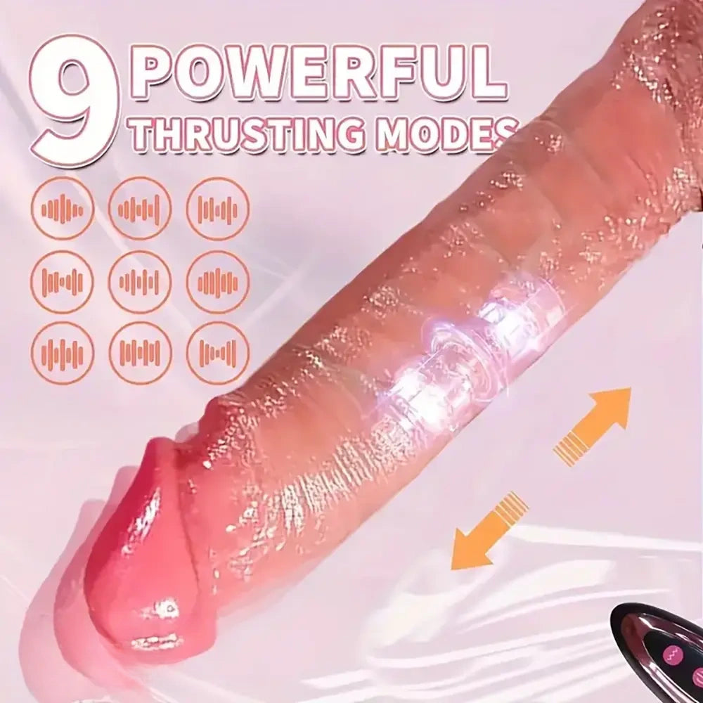 8.66in 4in1 Thrusting Rotation Heating Vibrating Silicone Automatic Dildo