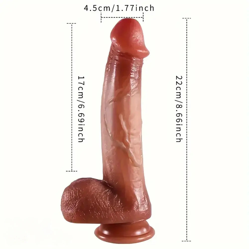 8.66in 4in1 Vibrating Heating Thrusting Rotation Lifelike Big Real Dildo