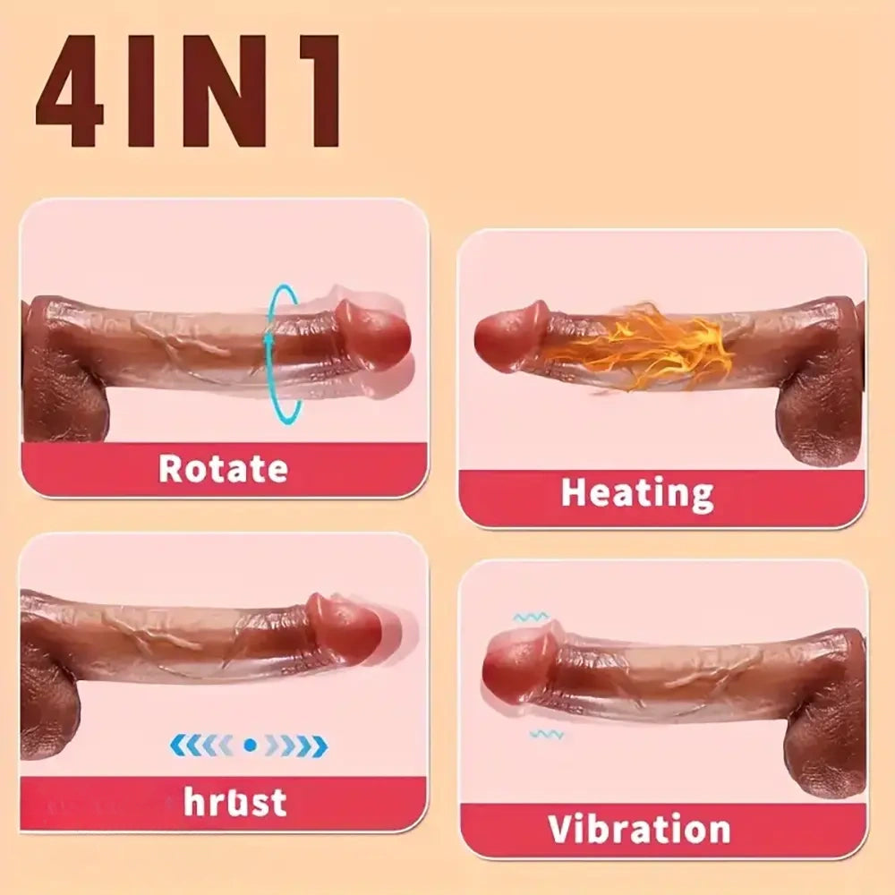 8.66in 4in1 Vibrating Heating Thrusting Rotation Lifelike Big Real Dildo