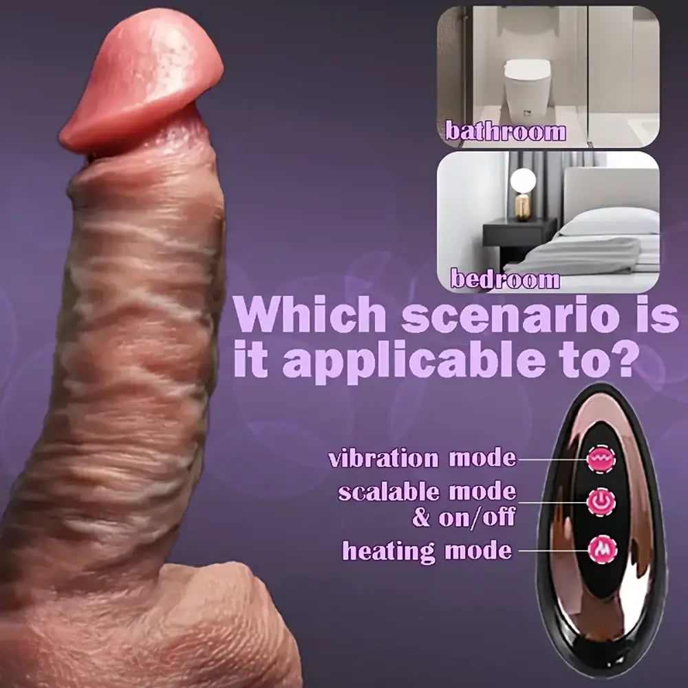 8.66in 4in1 Vibrating Thrusting Rotation Heating Automatic Dildo