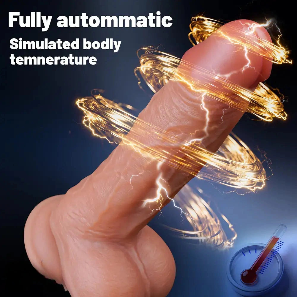 8.66in 7*10 Thrusting Vibrating Modes Automatic Heating Cock Anal Dildo