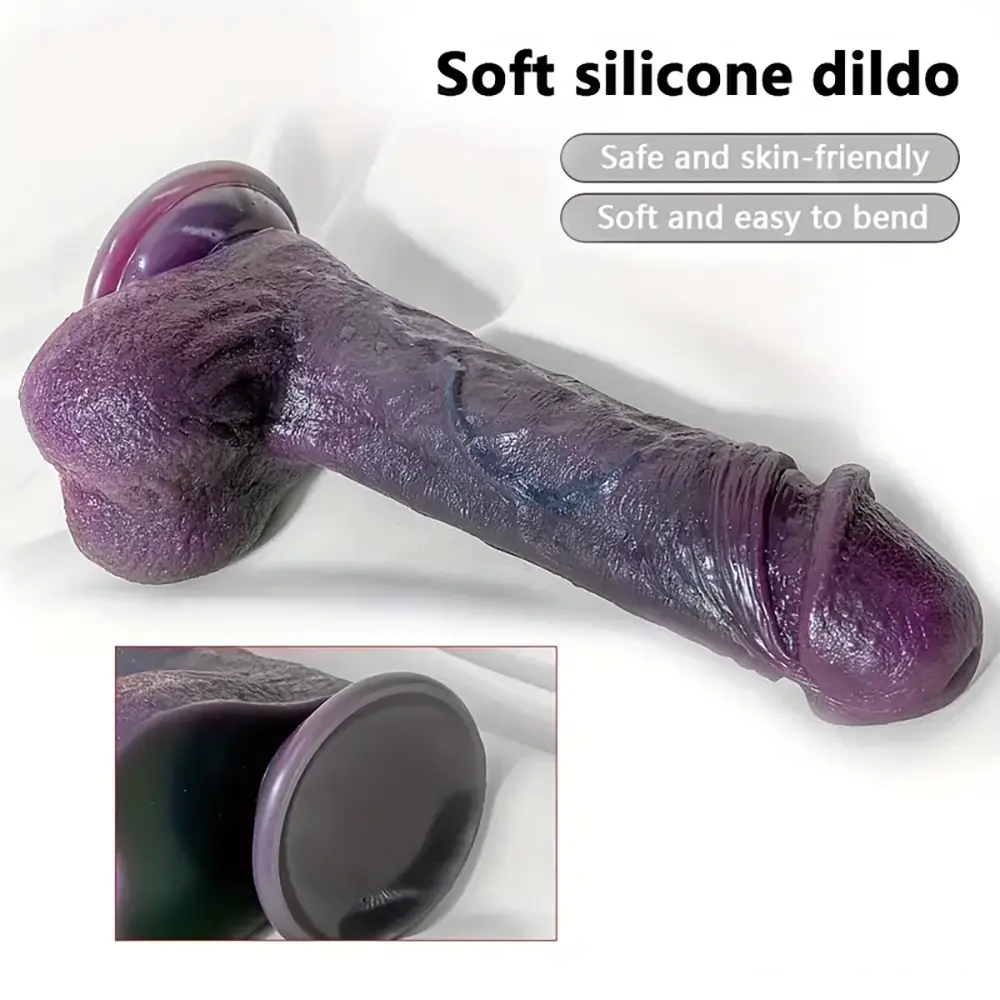8.66in 8.74in 10.43in Big Ebony Silicone Flexible Dildo For Adult Women