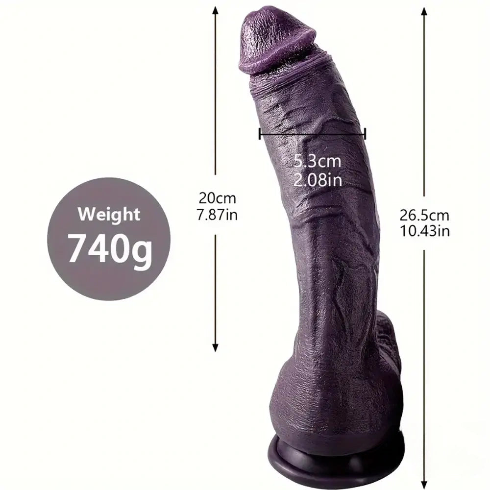 8.66in 8.74in 10.43in Big Ebony Silicone Flexible Dildo For Adult Women