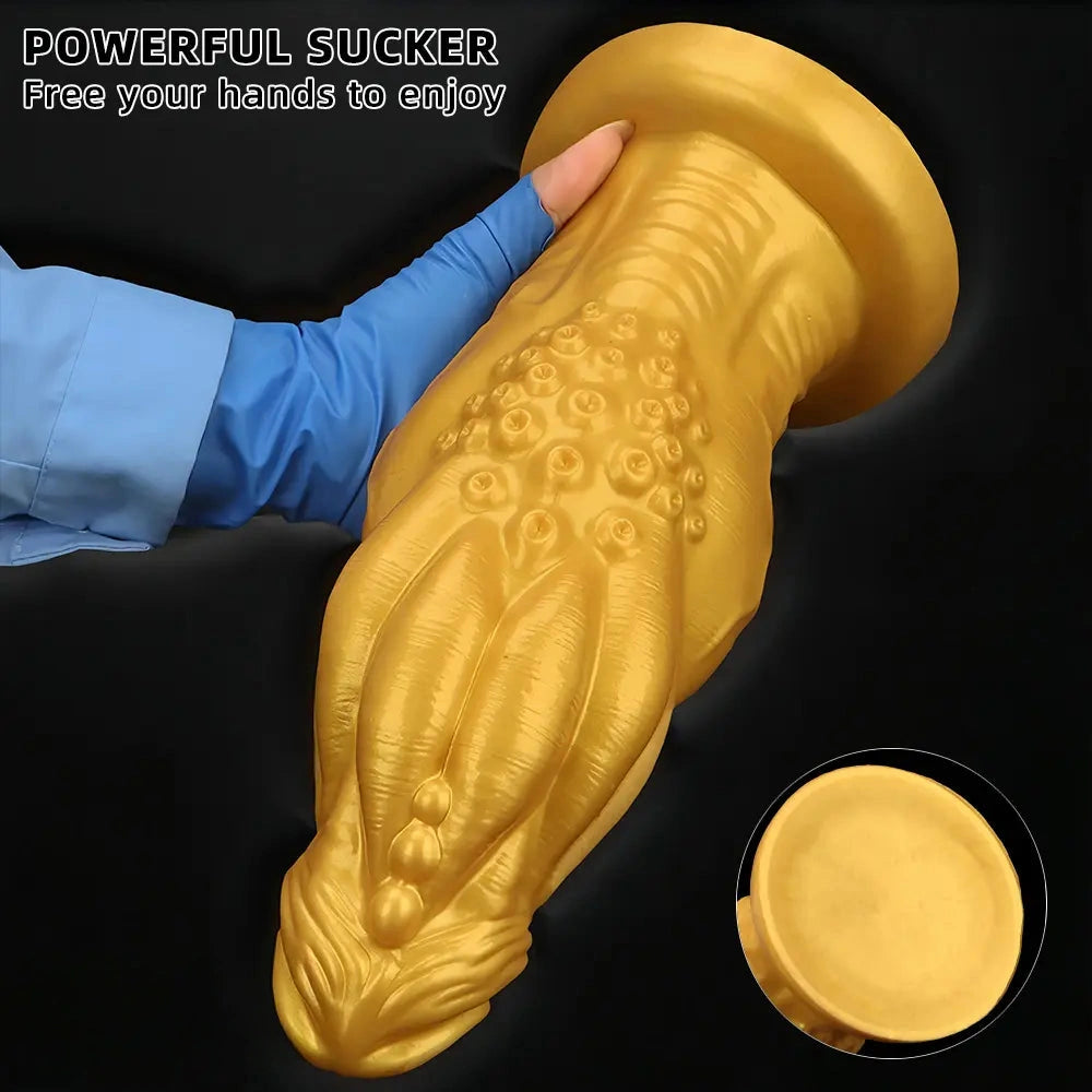 8.66in 9.06in 9.84in 11.42in 12.4in Golden Silicone Fantasy Soft Dildo