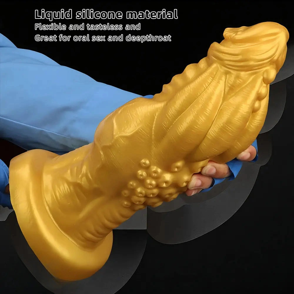 8.66in 9.06in 9.84in 11.42in 12.4in Golden Silicone Fantasy Soft Dildo