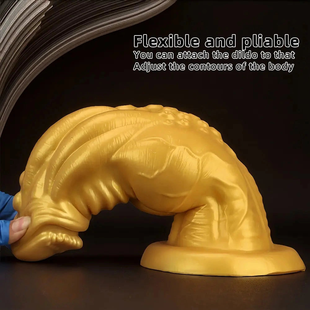 8.66in 9.06in 9.84in 11.42in 12.4in Golden Silicone Fantasy Soft Dildo
