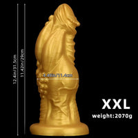 8.66in 9.06in 9.84in 11.42in 12.4in Golden Silicone Fantasy Soft Dildo