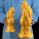 8.66in 9.06in 9.84in 11.42in 12.4in Golden Silicone Fantasy Soft Dildo