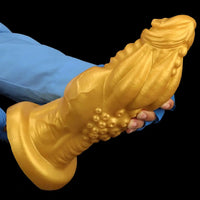 8.66in 9.06in 9.84in 11.42in 12.4in Golden Silicone Fantasy Soft Dildo