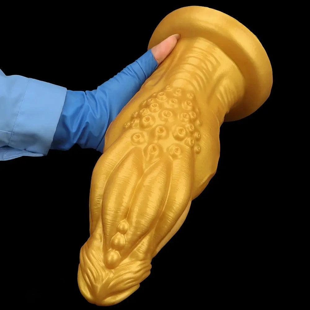 8.66in 9.06in 9.84in 11.42in 12.4in Golden Silicone Fantasy Soft Dildo